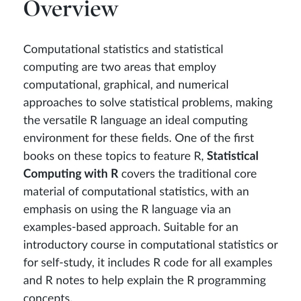 Statistical Computing R BOOK Maria L. Rizzo Computer Science NEW ⭐SHIPS FREE⭐ - Picture 3 of 8
